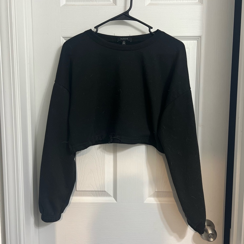 Papaya Black Cropped Sweatshirt - Women